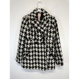VYG Candies Y2K Womens Coat Jacket White/black Houndstooth Wool  Lined coat Sz S